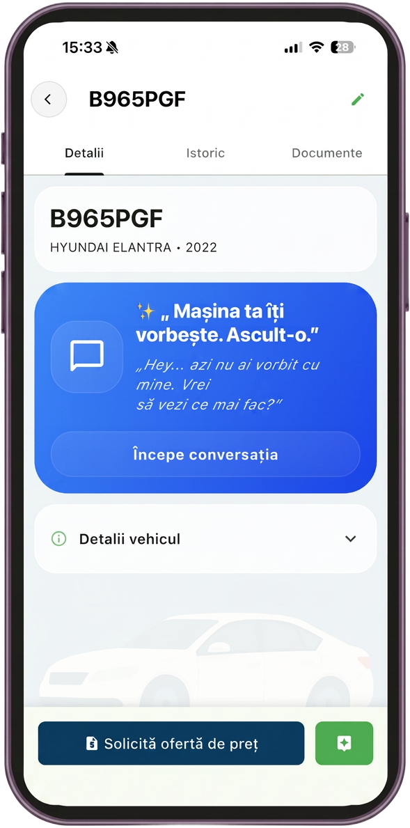 Detalii mașină în aplicația Fix&Go